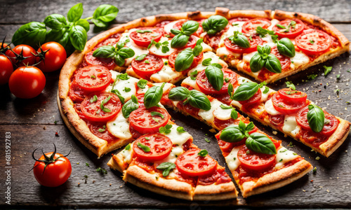 Pizza mit Basilikum, generated image