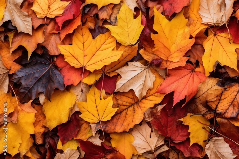  a bunch of different colored leaves laying on top of each other on a bed of brown, yellow, and red leaves on a bed of green, red, orange, and yellow leaves.