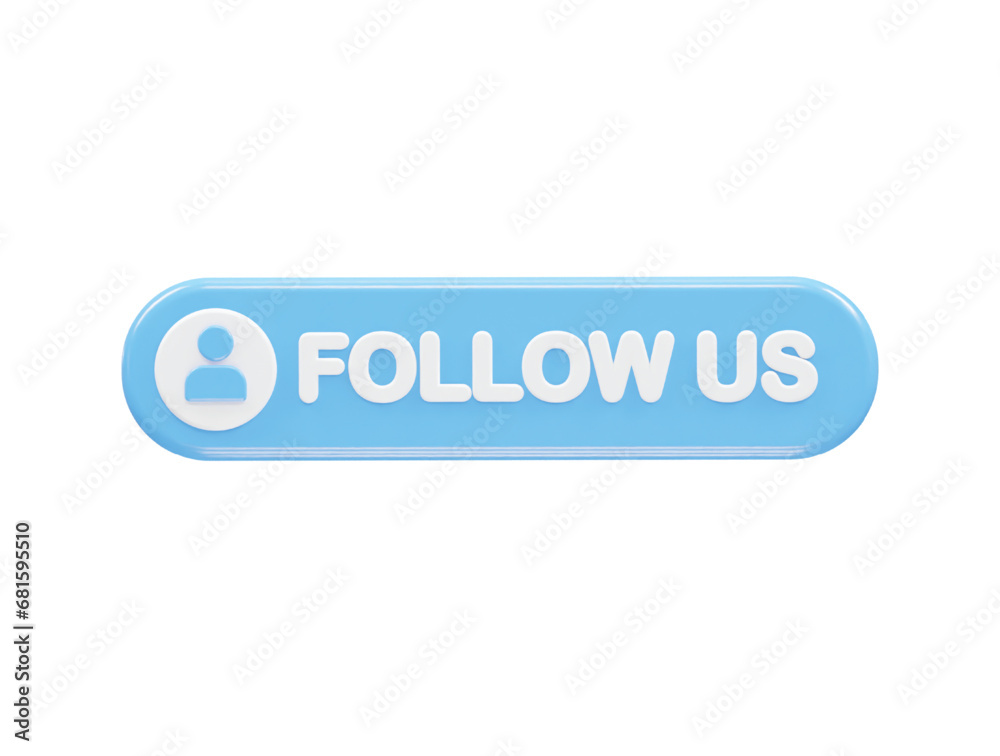 Follow button icon 3d rendering illustration Follow button icon 3d rendering illustration
