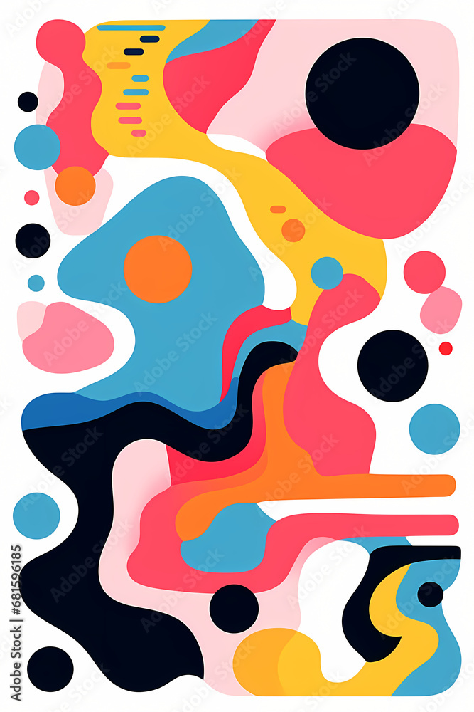 Vivid Geometric Symphony: Slick Abstract Shapes in Radiant Colors