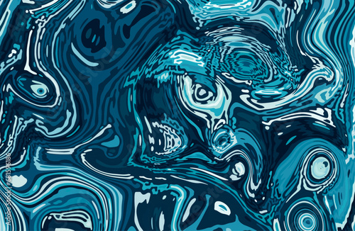 Blue water top view textured pattern trendy design. Optical interference effect of the illusion of movement. Reflections of sun in surface of ocean, swimming pool or sea.