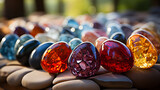 Beautiful colorful colored stones, colorful stones for decoration.	