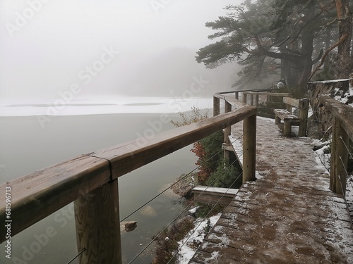 The snowy black lagoon in the Urbión mountain range, Soria photo