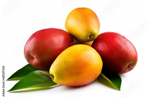 Mango, sweet and tasty tropical fruit, on white background.