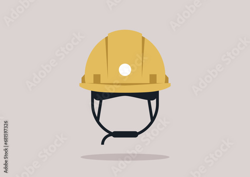 A yellow hard hat as a symbol of safety and diligence, its design suggests readiness for challenging tasks, standing as a beacon of protection in hazardous environment
