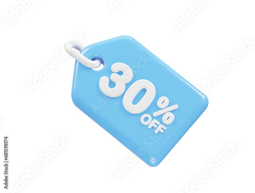 30 percent off discount sale icon 3d render illustration