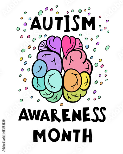 Autistic spectrum disorder, neurodiversity vertical poster. Vector illustration