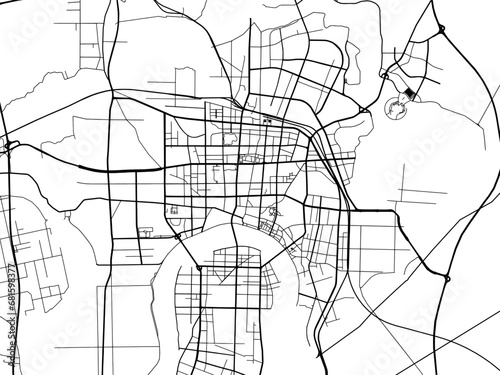 Vector road map of the city of Changde in the People's Republic of China (PRC) with black roads on a white background. photo