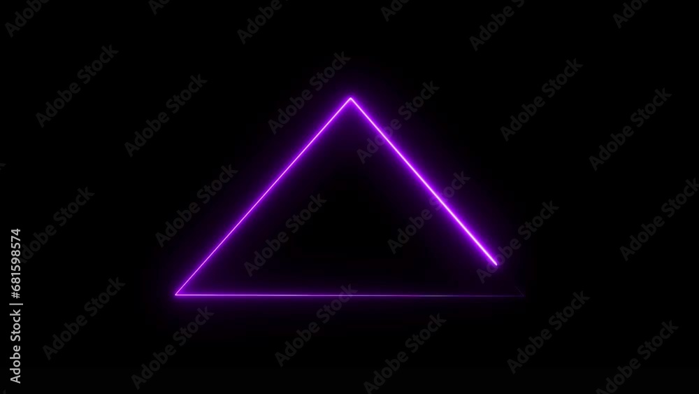 Abstract purple line triangle animation. Black background UHD 4k video.