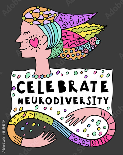 Autistic spectrum disorder, neurodiversity vertical poster. Vector illustration