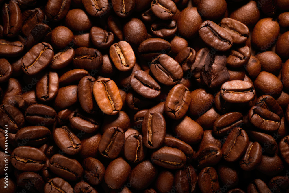 Naklejka premium Top-Down Coffee Closeup - Aromatic Espresso at Your Fingertips