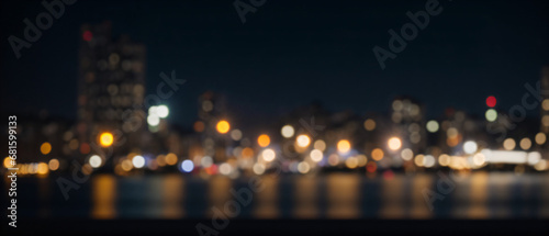 Night bokeh light in city background. photo