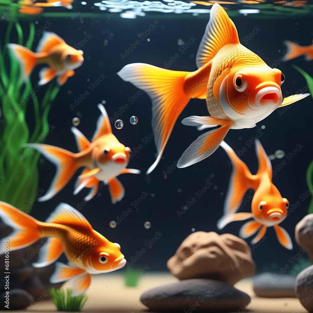 Several goldfish in an aquarium. Success or job search concept. Several goldfish in an aquarium. Success or job search concept.