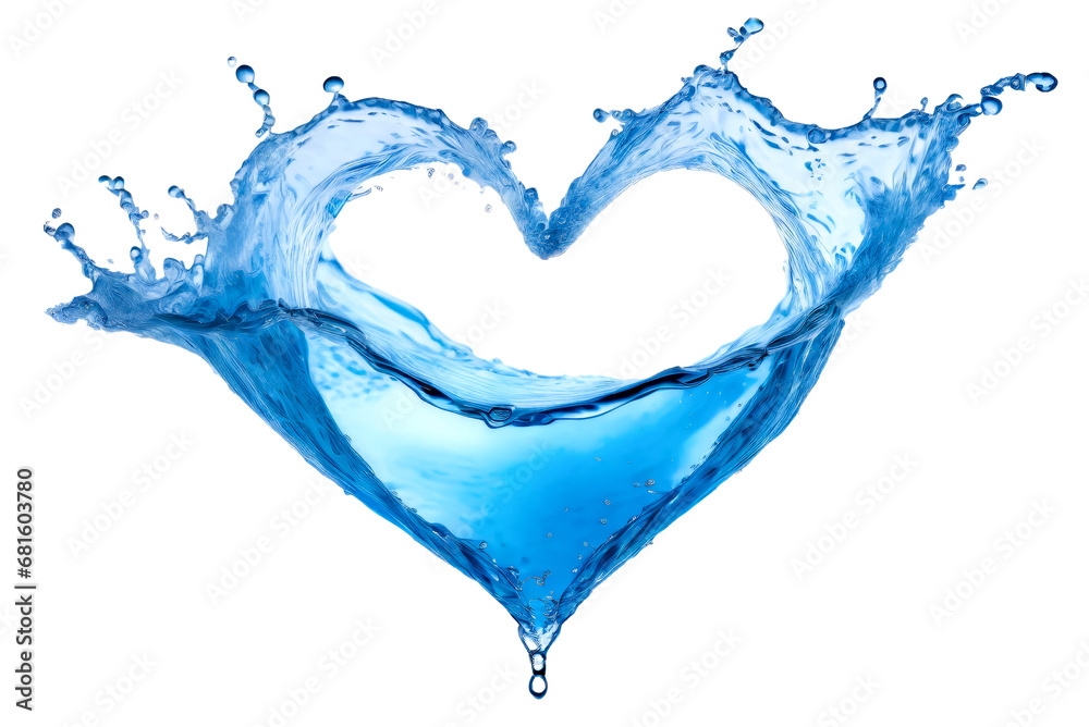 Water wave in heart shape, isolated background Water wave in heart shape, isolated background