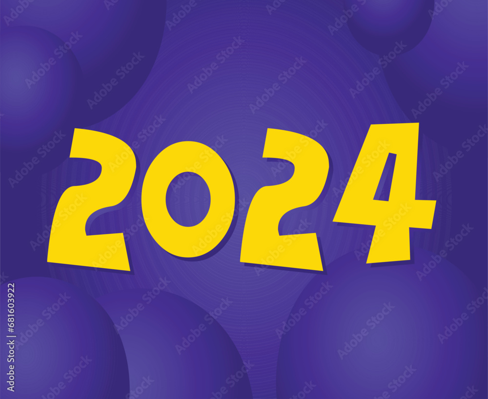 Happy New Year 2024 Holiday Abstract Yellow Graphic Design Vector Logo Symbol Illustration With Blue Background Happy New Year 2024 Holiday Abstract Yellow Graphic Design Vector Logo Symbol Illustration With Blue Background