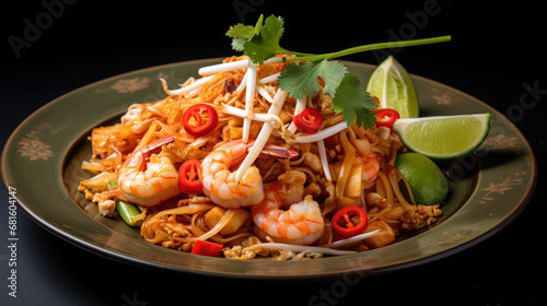 Thai food Pad Thai in a plate ready to eat