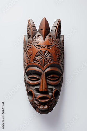 traditional wooden african mask on grey background  african culture