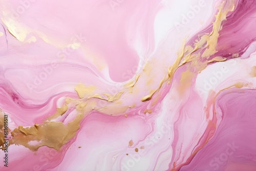  a close up of a pink and gold fluid paint with a gold vein on the bottom of the fluid paint and gold vein on the bottom of the fluid paint.
