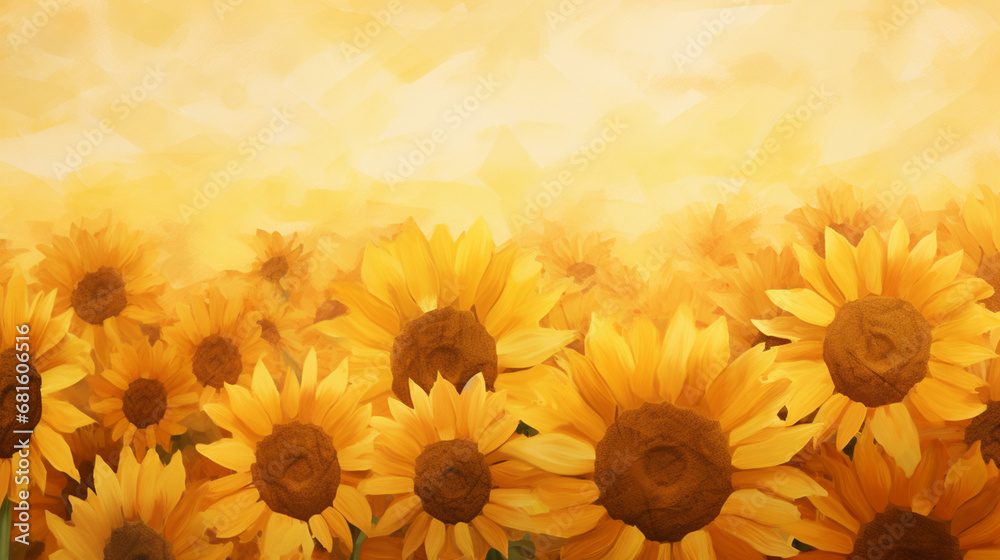 Obraz premium A field of sunflowers in watercolor, clipart