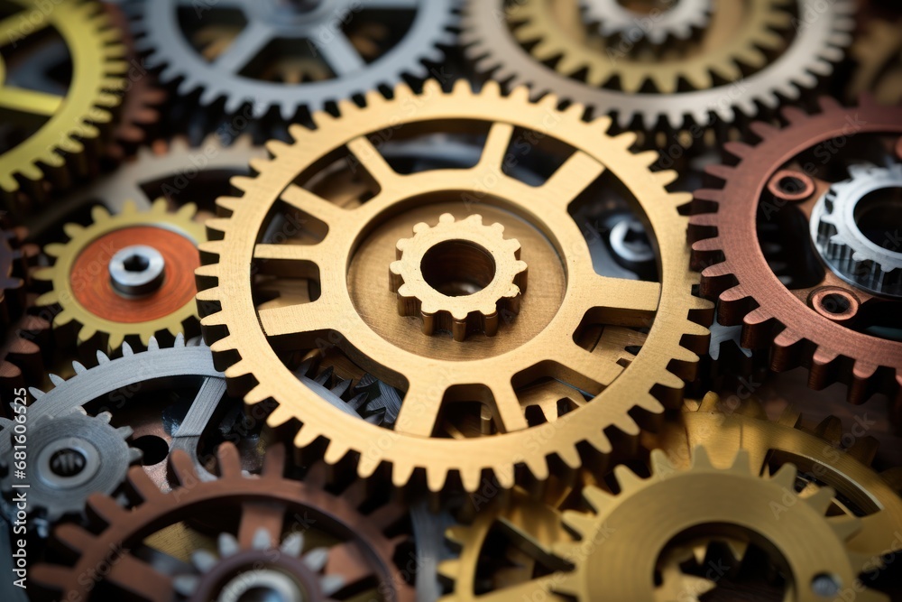 a close up of a bunch of gears that have been placed on top of each other in order to make it look like they have been made out of wood. a close up of a bunch of gears that have been placed on top of each other in order to make it look like they have been made out of wood.