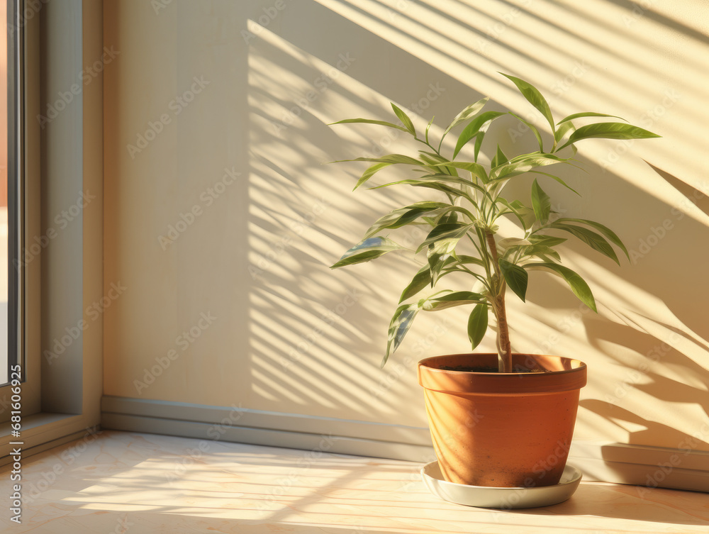 Single Potted Plant by Sunny Window Single Potted Plant by Sunny Window