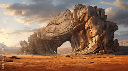 In the heart of the desert a striking rock formation photo