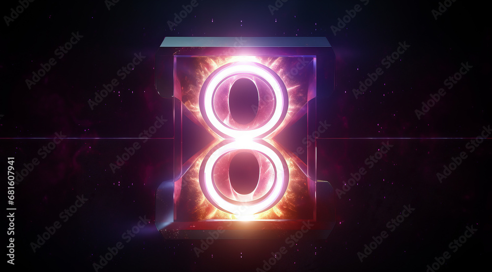 A glowing number eight as a sand clock. A glowing number eight as a sand clock.