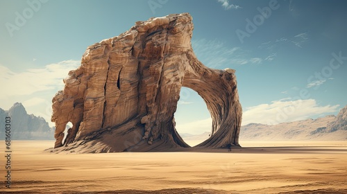 In the heart of the desert a striking rock formation