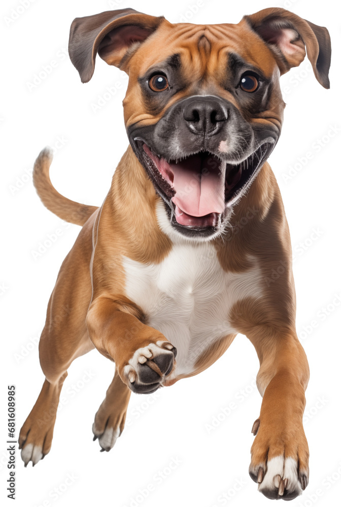 Closeup of a brown german boxer dog isolated on white background
