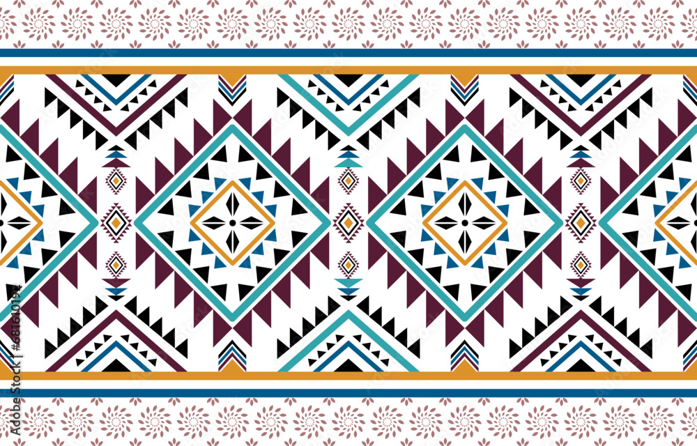 Ethnic southwest tribal Navajo ornamental seamless pattern fabric colorful design for textile printing Ethnic southwest tribal Navajo ornamental seamless pattern fabric colorful design for textile printing