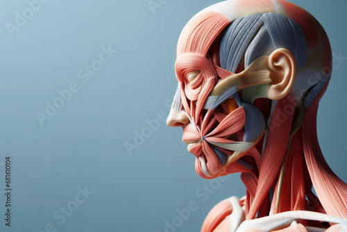 Valokuvatapetti Structure of facial and shoulder muscles and tendons