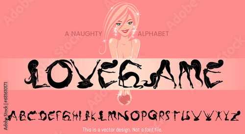 Lovegame Font Design with a Girl Posing as the Letters of English Alphabet