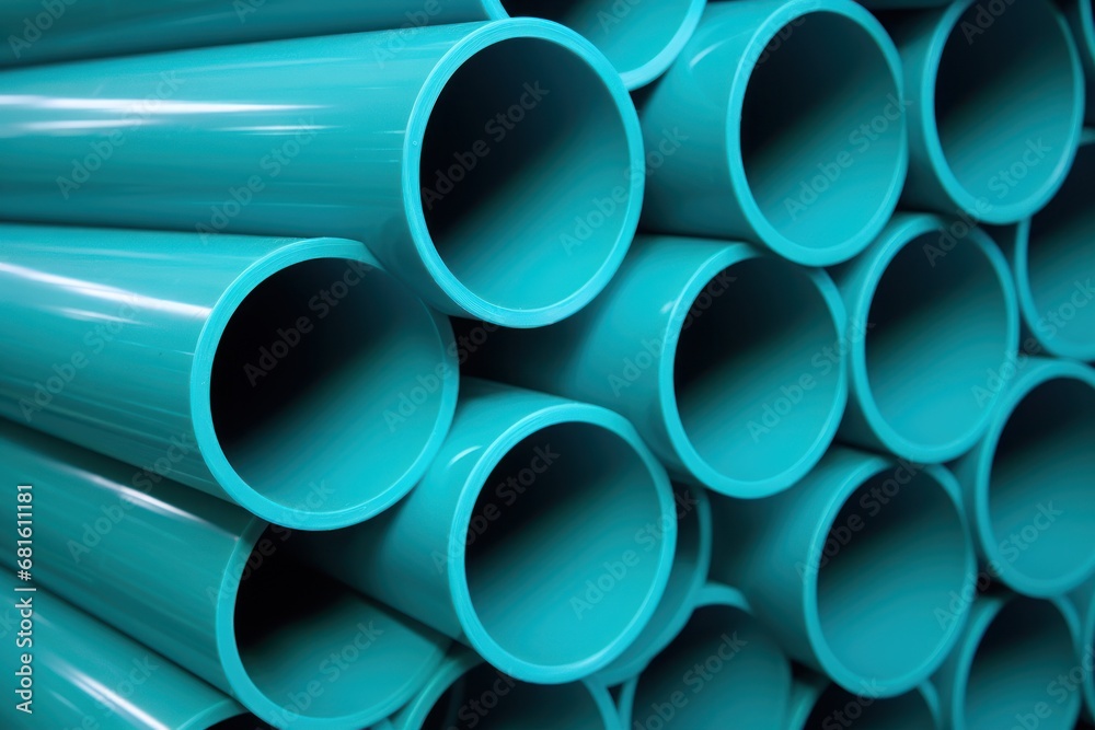 a large stack of blue pipes stacked on top of each other in a warehouse or office building, with the top section of the pipe showing the top section of the pipe. a large stack of blue pipes stacked on top of each other in a warehouse or office building, with the top section of the pipe showing the top section of the pipe.