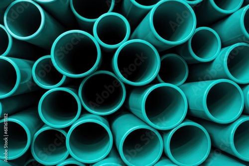  a large stack of blue pipes stacked on top of each other in a large amount of blue pipes stacked on top of each other in a large pile of blue pipes.