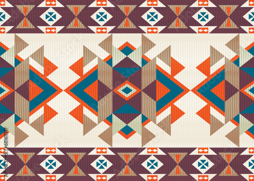 American ethnic native pattern.Traditional Navajo,Aztec,Apache,Southwest and Mexican style fabric pattern.Abstract vector motifs pattern.Design for fabric,clothing,blanket,carpet,woven,wrap,decoration