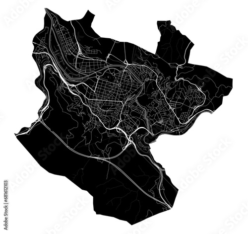 Black Bilbo city map, administrative area