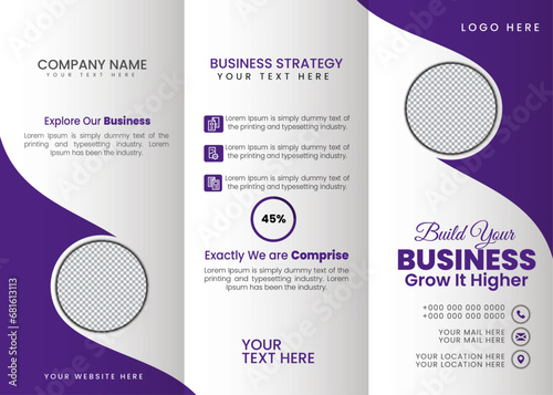 Modern vector trifold business brochure template design photo