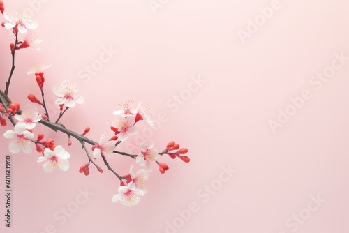 Cherry blossom sakura on pink background, spring theme