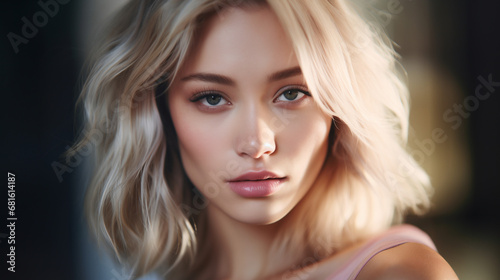 Portrait of a blonde hair model. 