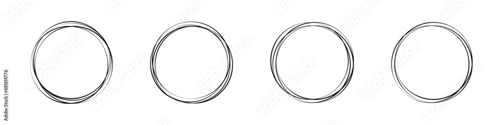 Hand drawn circles set. Doodle round circles. Doodle circle icons. Hand drawn circles set. Doodle round circles. Doodle circle icons.