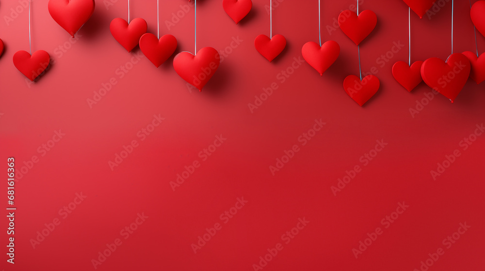 Walentynkowe czerwone abstrakcyjne pastelowe tło dla zakochanych par - miłość w powietrzu pełna serc.  Wzór do projektu baneru kocham