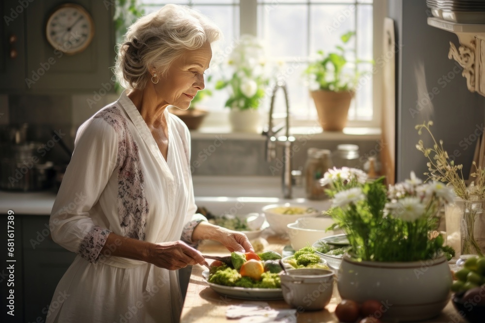 Happy senior woman having fun preparing lunch in modern kitchen - Hispanic Mother cooking for the family at home Happy senior woman having fun preparing lunch in modern kitchen - Hispanic Mother cooking for the family at home