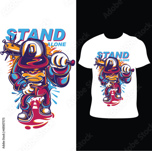 gangster man with a baseball bat illustration with custom typographic slogan, Vector illustration design for fashion graphics, t shirt prints