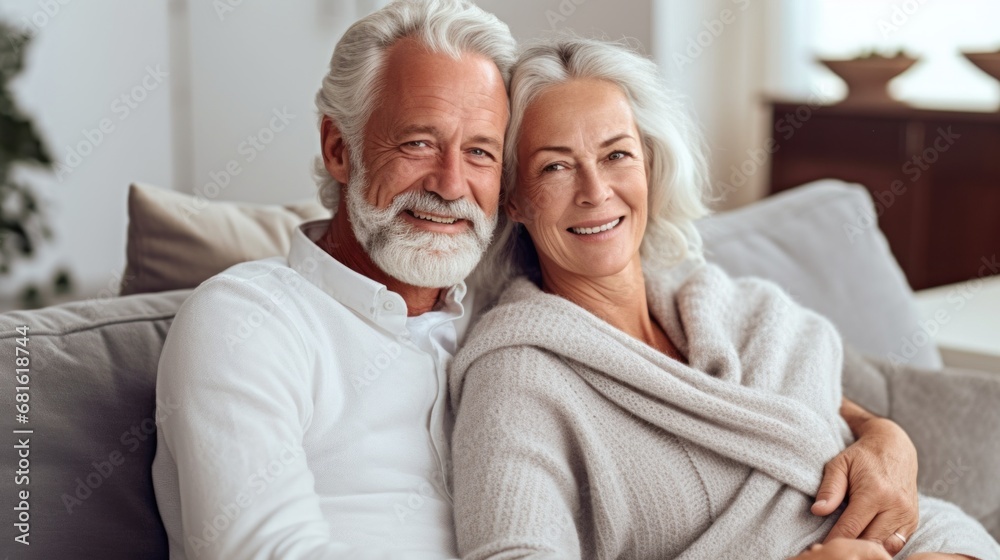 A serene image of seniors enjoying downtime on the sofa. A serene image of seniors enjoying downtime on the sofa.