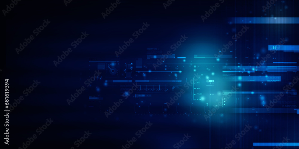 2d illustration Abstract futuristic electronic circuit technology background