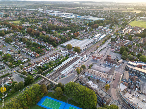 Havant Train Station Aerial View Drone Shot UK