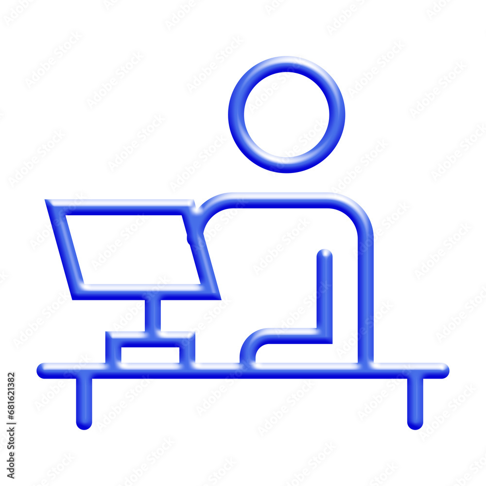 3d icon people using computer. symbol for business, worker 3d icon people using computer. symbol for business, worker