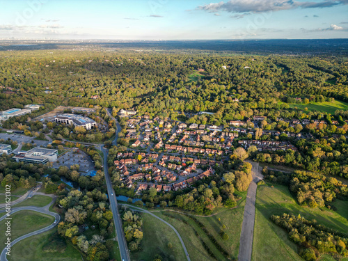 Brooklands Housing area Aerial Drone shot