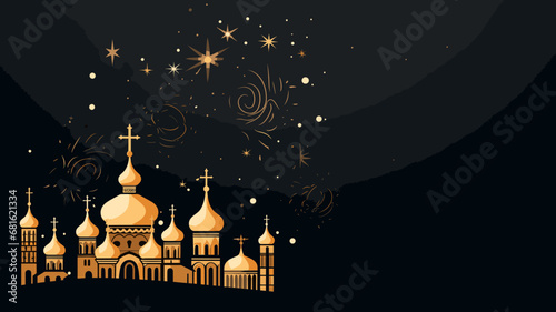 copy space, simple vector illustration, orthodox new year. Background illustration for the Orthodox New Year celebration. Orthodox church. Design for greeting card.