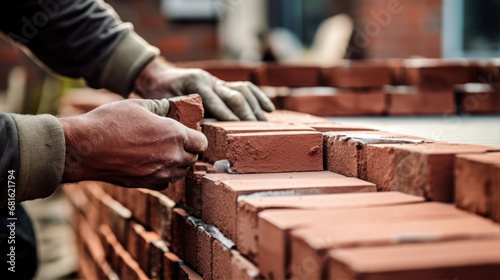 Brick by Brick: Close-up of a mason laying bricks for a wall
